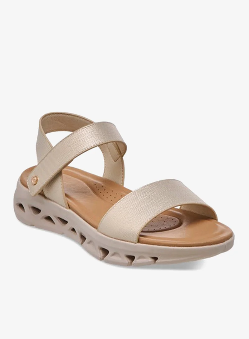 Flora Bella By Shoexpress Women's Textured Strap Sandals with Hook and Loop Closure