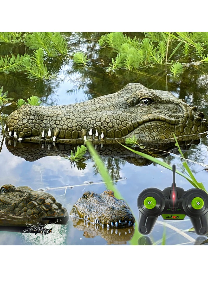 SYOSI - 2.4 GHz Remote Control Alligator Head RC Boats Water Toys for Pools and Lakes Large Decoy and Floating Crocodile Head Prank High Simulation Alligator Head RC Boats Prank Toys for Adults and Kids - Image 1