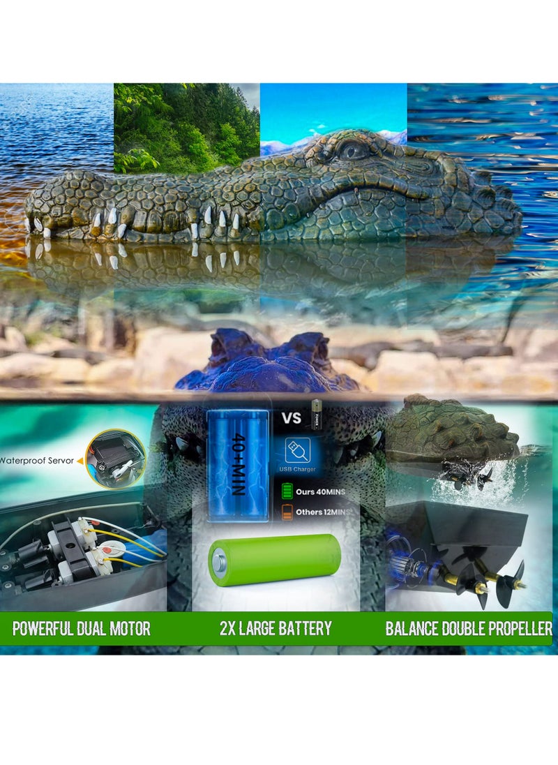SYOSI - 2.4 GHz Remote Control Alligator Head RC Boats Water Toys for Pools and Lakes Large Decoy and Floating Crocodile Head Prank High Simulation Alligator Head RC Boats Prank Toys for Adults and Kids - Image 1