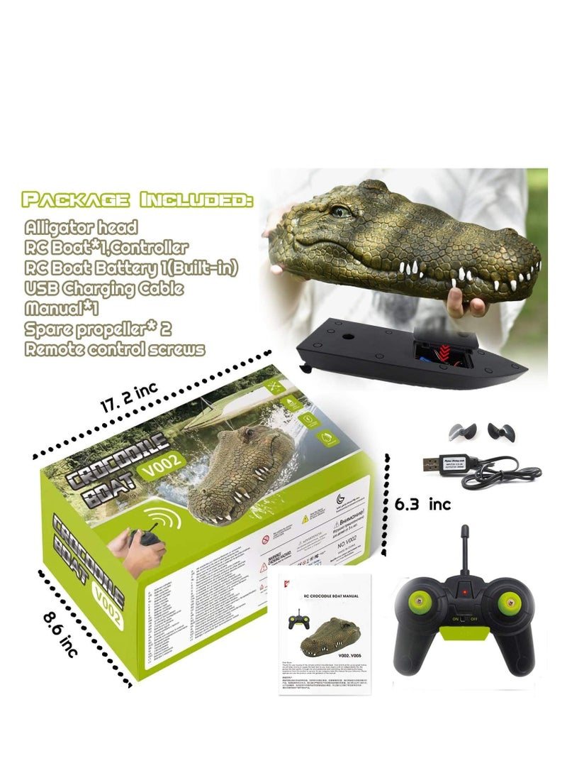 SYOSI - 2.4 GHz Remote Control Alligator Head RC Boats Water Toys for Pools and Lakes Large Decoy and Floating Crocodile Head Prank High Simulation Alligator Head RC Boats Prank Toys for Adults and Kids - Image 1