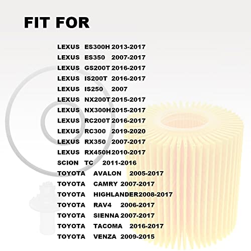 POWERWORKS 6 Pack，Pack of 6 Engine Oil Filter Compatible with Toyota Avalon Camry Highlander RAV4 Tacoma Sienna and More Replace 04152-YZZA1,04152-31090, 04152-YZZG1 - Image 2