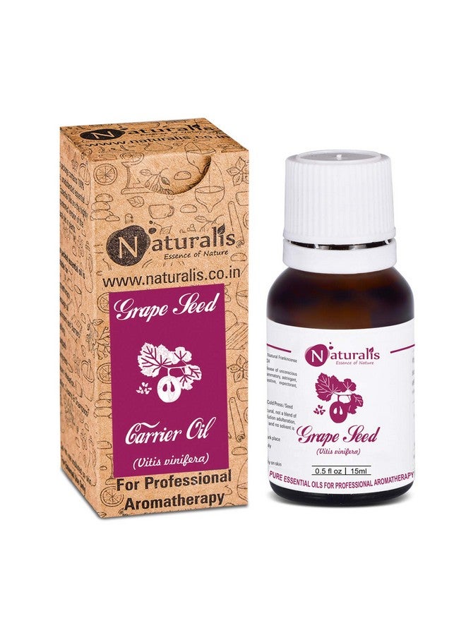 Naturalis Essence of Nature Cold Pressed GrapeSeed Oil 100% Pure and Natural Carrier Oil, Grape Seed Oil for Skin and Hair - 15ml