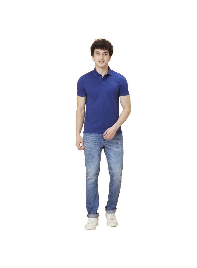 بيينغ هيومان Mens Blue Polo Collar Short Sleeve Polo T-Shirt