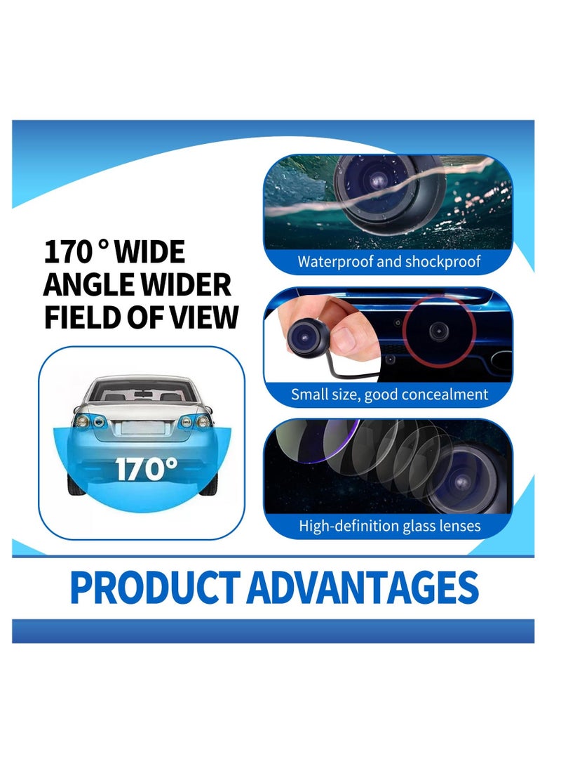 Car Reversing Camera, 170° Wide Angle Back Up Camera for Cars, Hd Night Vision Navigation Reversing Image Camera, Waterproof Shockproof Camera with 2 Installation Options, Universal Cars, Black - Image 2