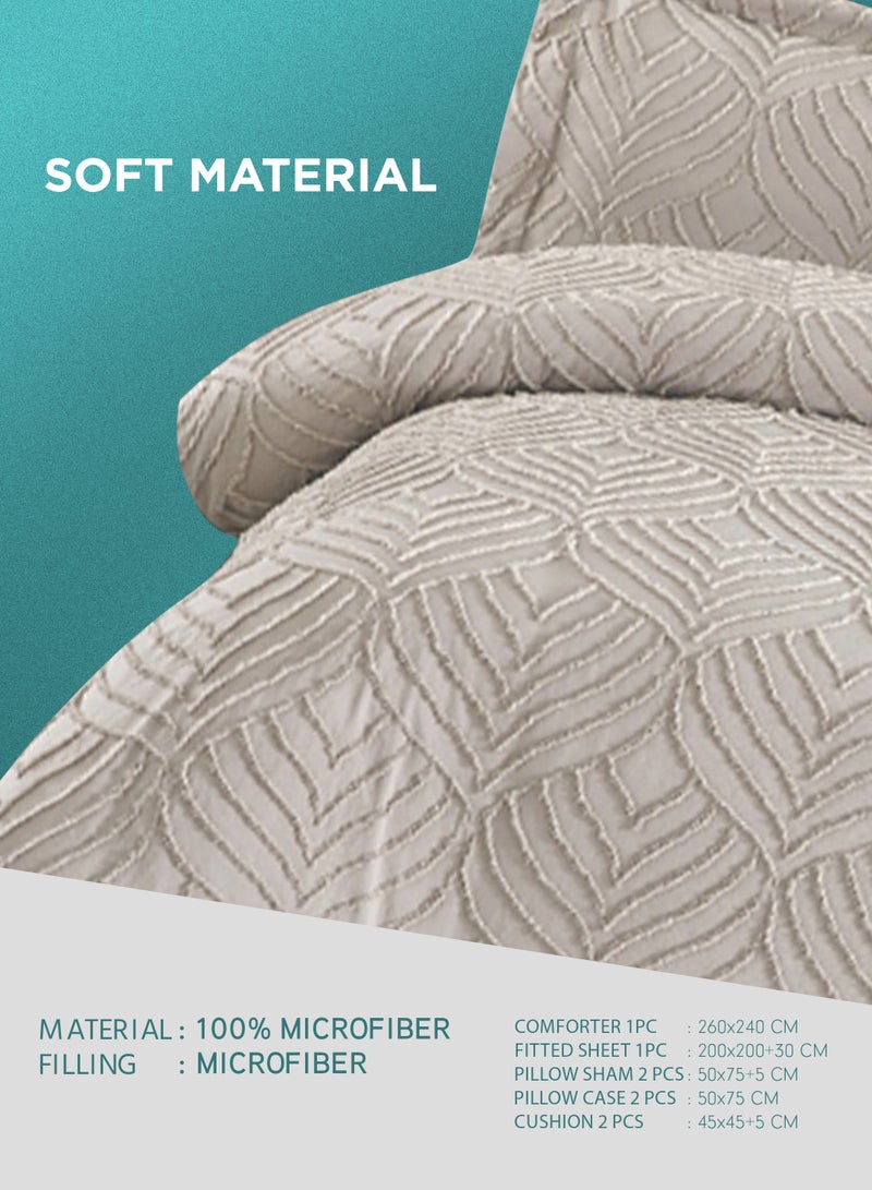 PARRY LIFE طقم لحاف مكون من 8 قطع بحجم كينج لجميع الفصول للاستخدام اليومي طقم سرير ناعم جداً من الألياف الدقيقة 1 لحاف 1 ملاءة مشدودة 2 غطاء وسادة 2 كيس وسادة 2 وسائد 260 × 240 سم - Image 4