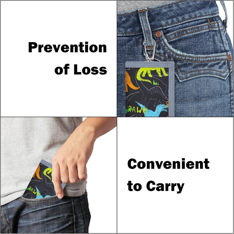 AI-DEE RFID Trifold Canvas Outdoor Sports Wallet for Kids - Front Pocket Wallet with Magic Sticker - Image 4