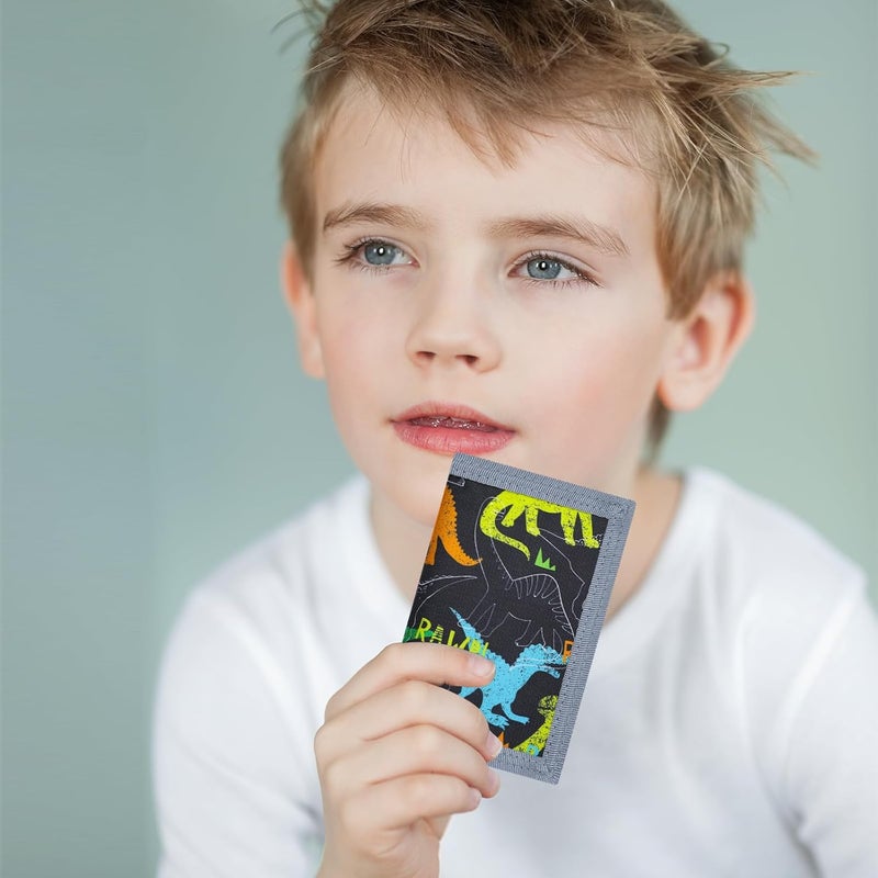AI-DEE RFID Trifold Canvas Outdoor Sports Wallet for Kids - Front Pocket Wallet with Magic Sticker - Image 2