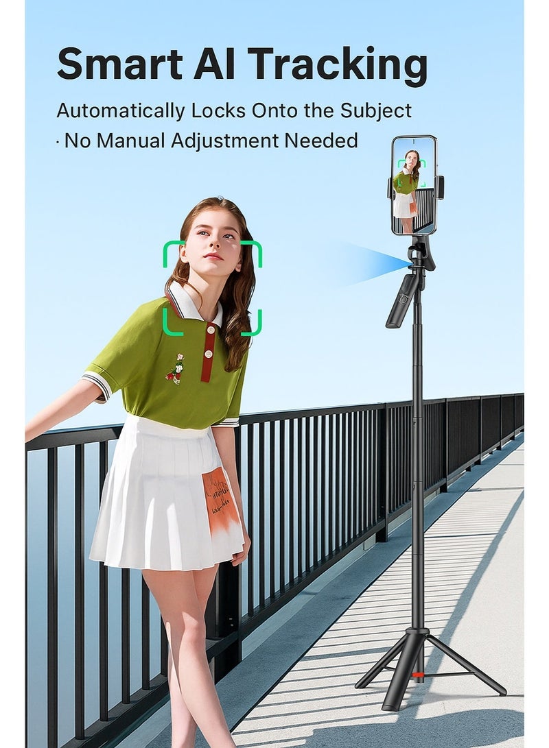 Neyecam 69"(1.76M) AI Auto-Tracking Selfie Stick Tripod, Auto-Open Phone Tripod Stand with Magnetic Remote, All-in-1 Extendable Selfie Stick Travel Tripods for Cell Phone 360° Rotate Stable iPhone Selfie Stick for iPhone & Android Video Recording - Image 3