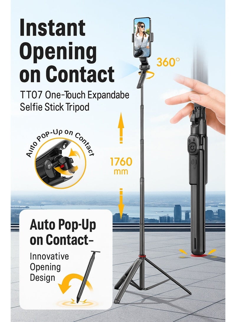 Neyecam 69"(1.76M) AI Auto-Tracking Selfie Stick Tripod, Auto-Open Phone Tripod Stand with Magnetic Remote, All-in-1 Extendable Selfie Stick Travel Tripods for Cell Phone 360° Rotate Stable iPhone Selfie Stick for iPhone & Android Video Recording - Image 2