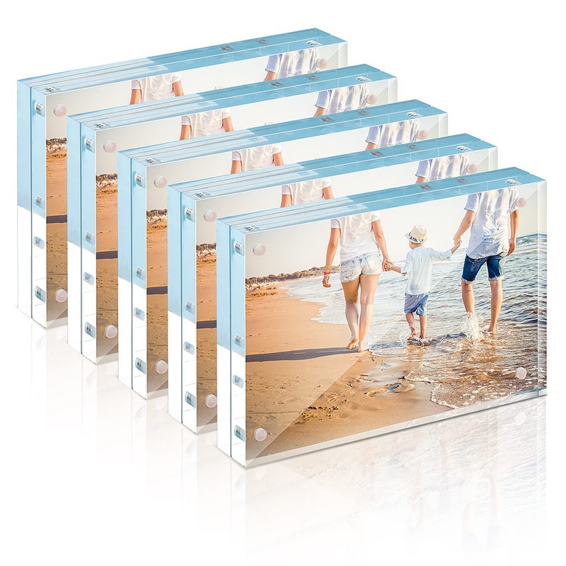 TWING TWING Acrylic Picture Frame 8x10  5 Pack Premium 8x10 Magnetic Picture Frame 20% Thicker Clear Picture Frame  8 by 10 Picture Frames Magnetic Photo Frame Self Standing Double Sided Frame Gift Ideal - Image 1