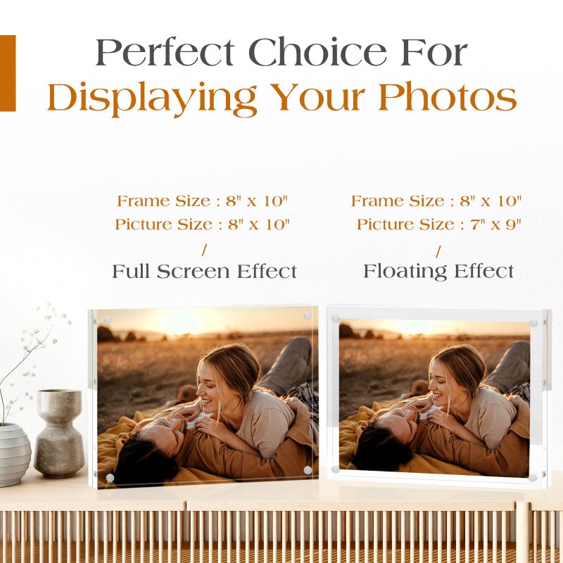 TWING TWING Acrylic Picture Frame 8x10  5 Pack Premium 8x10 Magnetic Picture Frame 20% Thicker Clear Picture Frame  8 by 10 Picture Frames Magnetic Photo Frame Self Standing Double Sided Frame Gift Ideal - Image 4