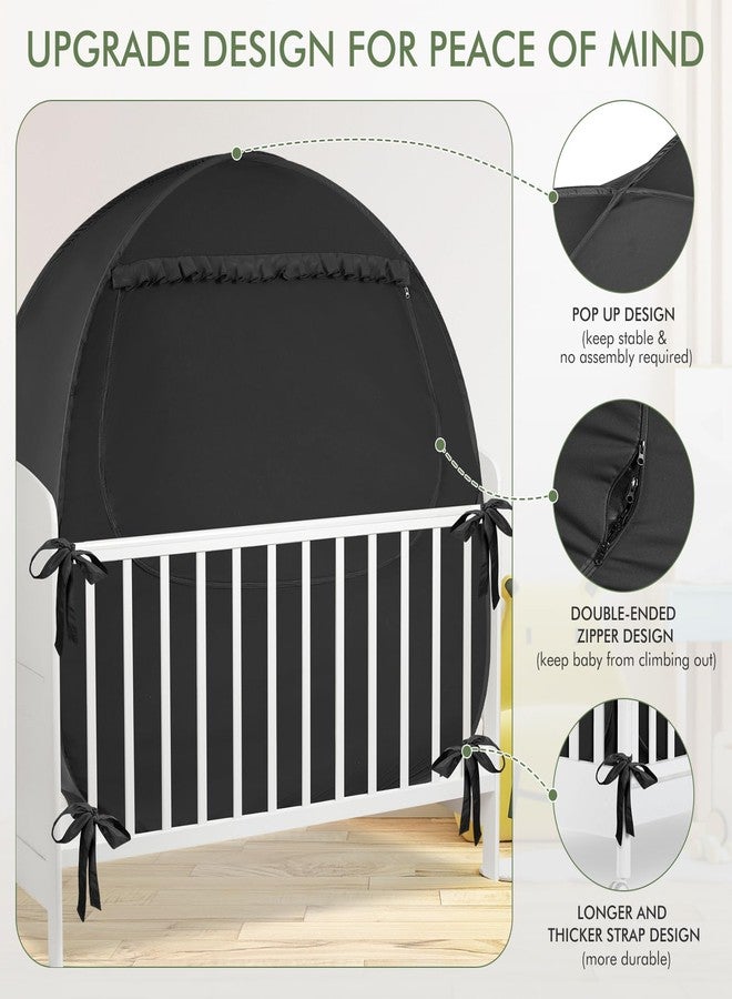 YAVIL Crib Blackout Tent for Pack N Play, Pop Up Travel Crib Blackout Cover Canopy, Breathable Baby Sleep Pod with Safe Bottom Design, Blocks 70% Light - Image 4