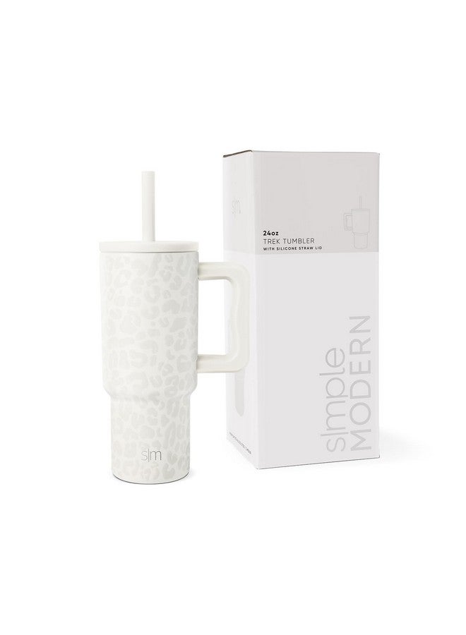 Simple Modern Simple Modern Kids 24 oz Tumbler with Handle and Silicone Straw Lid | Spill Proof and Leak Resistant | Reusable Stainless Steel Bottle | Gift for Kids Boys Girls | Trek Collection | Cream Leopard - Image 1