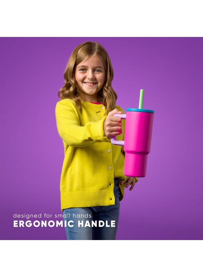 Simple Modern Simple Modern Kids 24 oz Tumbler with Handle and Silicone Straw Lid | Spill Proof and Leak Resistant | Reusable Stainless Steel Bottle | Gift for Kids Boys Girls | Trek Collection | Cream Leopard - Image 5