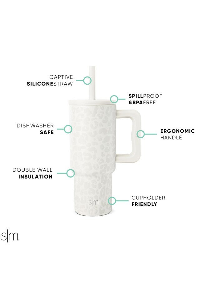 Simple Modern Simple Modern Kids 24 oz Tumbler with Handle and Silicone Straw Lid | Spill Proof and Leak Resistant | Reusable Stainless Steel Bottle | Gift for Kids Boys Girls | Trek Collection | Cream Leopard - Image 2