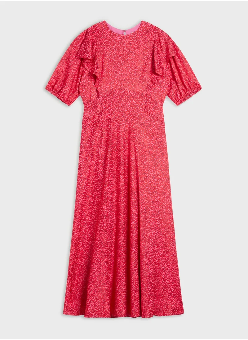 Ted Baker Puff Sleeve Ruffle Detail Dress