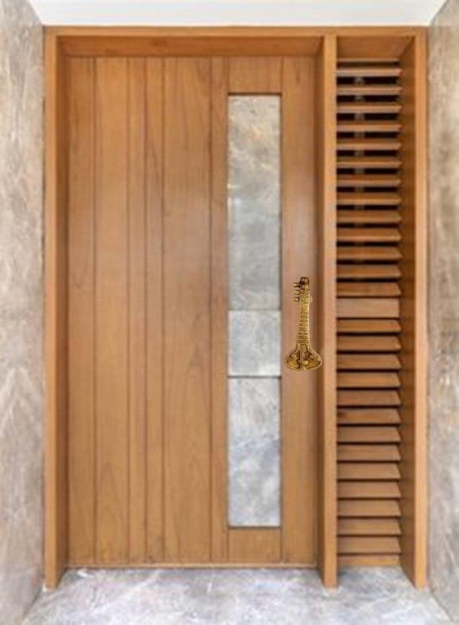 Purpledip Brass Door Handle 'Sitar': Indian Classical Musical Instrument Design Grip For Door, Window Or Cupboard (10814) - Image 4