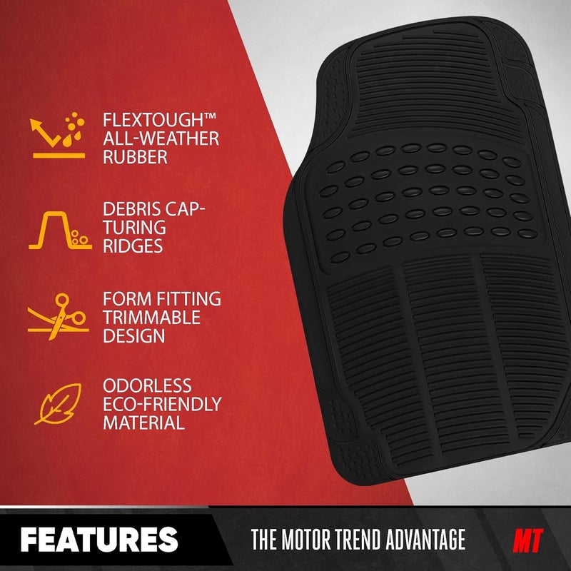 BDK 3-Row ProLiner Original Heavy Duty 4pc Front & Rear Rubber Floor Mats for Car SUV Van (Fits 3rd Row Vehicles) - All Weather Protection Universal Fit (Black) - Image 5