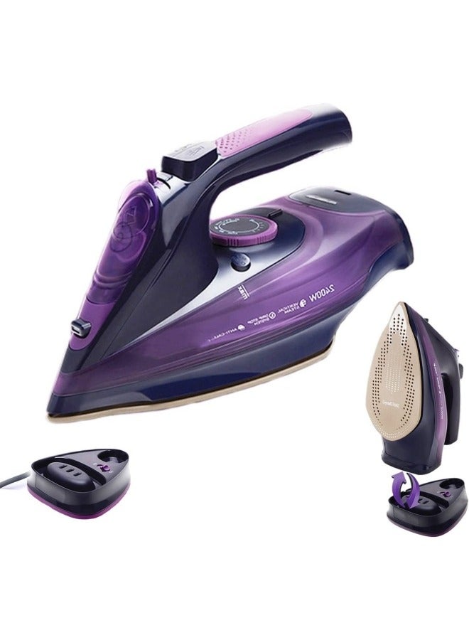 sokany Cordless Steam Iron,Portable Anti Drip Clothes Iron Steam with Non Stick Ceramic Soleplate, 2400W Rapid Even Heat,Self-Cleaning,5 Temp Settings, 360ml Water Tank,Purple  - Image 1