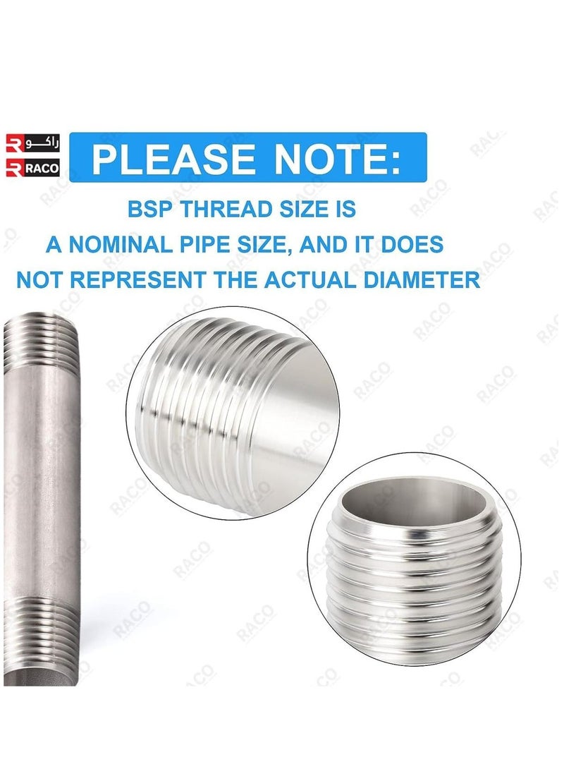 RACO Stainless Steel Barrel Nipple Pipe Fitting for Water and Air Pipe Applications in Industry 8 Length: 200 mm - Image 3