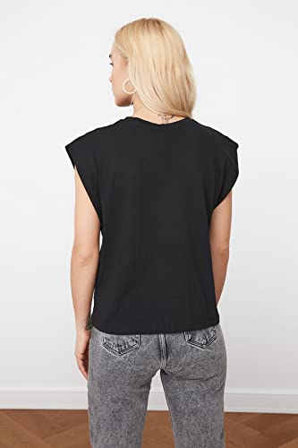 Trendyol Women Regular Basic Crew Neck Knit T-Shirt Black - Image 5