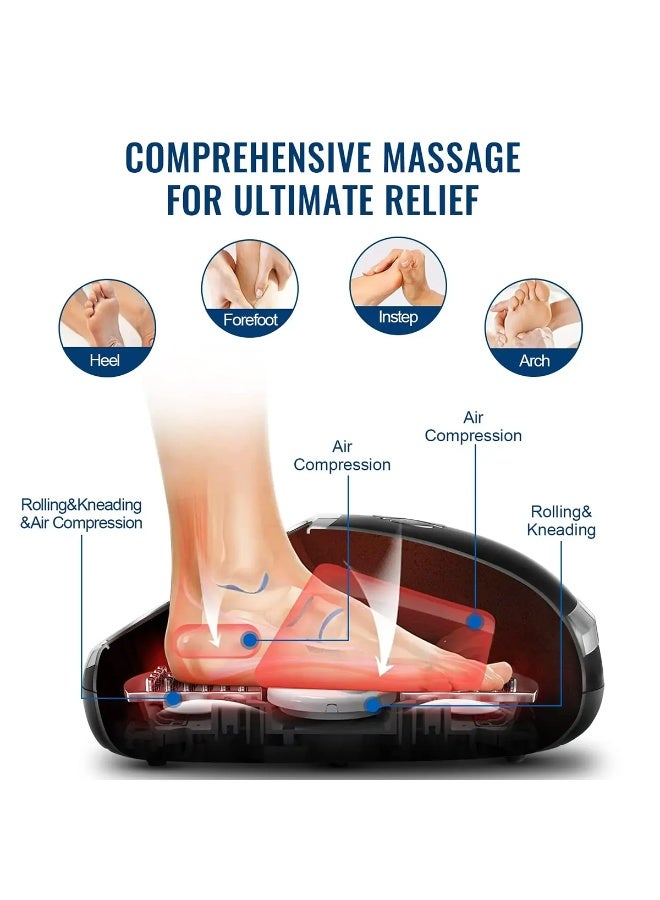 جهاز تدليك القدم الساخن لتخفيف الألم - جهاز تدليك القدم الكهربائي بالحرارة والعجن العميق والاهتزاز لتخفيف إجهاد القدم وتحسين الدورة الدموية - جهاز تدليك منزلي مريح - Image 4