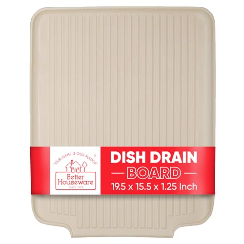 Better Houseware Dish Drainer Mat, Large Almond Dish Drain Board for Kitchen Countertop, Protects Surfaces & Speeds Drying, 19.5 x 15.5 x 1.25, Almond - Image 1