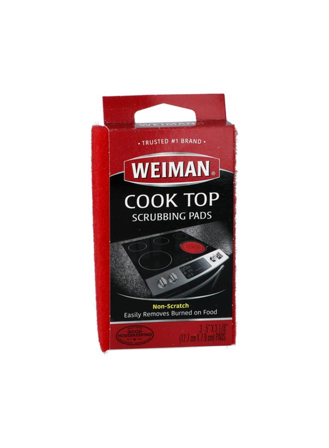 Weiman 3-Piece Non-Scratch Durable Cook Top Scrubbing Pad Red 12.7 x 7.9cm - Image 1