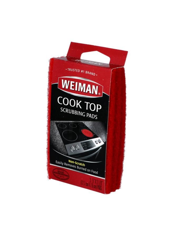 Weiman 3-Piece Non-Scratch Durable Cook Top Scrubbing Pad Red 12.7 x 7.9cm - Image 2