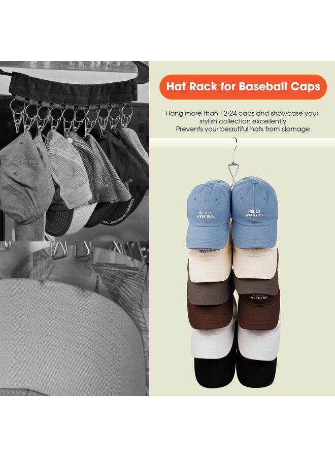 شماعات وشاح، قطعتان، 24 وحدة تخزين، شماعة محفظة بخطاف دوار 360 درجة، منظم وشاح، شماعات وشاح للخزانة، للأوشحة، والشال، والحزام، والحقيبة، وقبعة البيسبول - Image 4