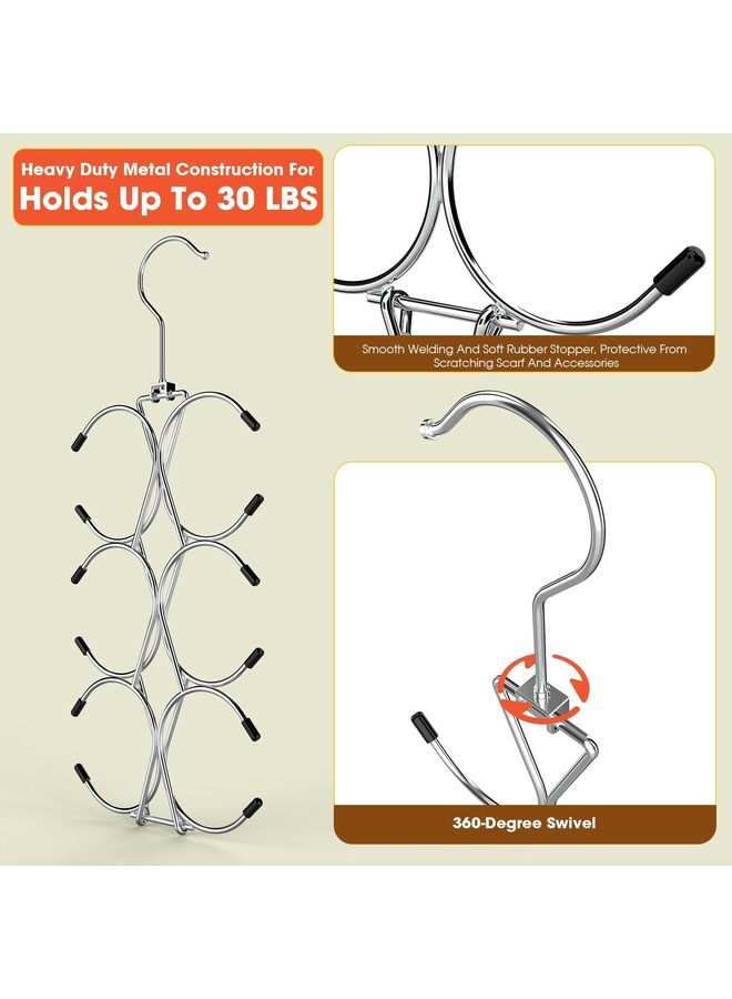 شماعات وشاح، قطعتان، 24 وحدة تخزين، شماعة محفظة بخطاف دوار 360 درجة، منظم وشاح، شماعات وشاح للخزانة، للأوشحة، والشال، والحزام، والحقيبة، وقبعة البيسبول - Image 5