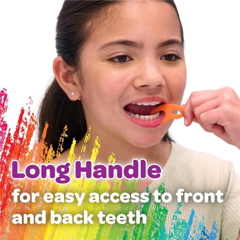 GUM Crayola Twistables Kids Flossers with Fluoride - Designed for Little Hands - Three Fun Fruit Flavors - Easy to Use Kids Floss Picks for Children Ages 3+, 75 Count - Image 2