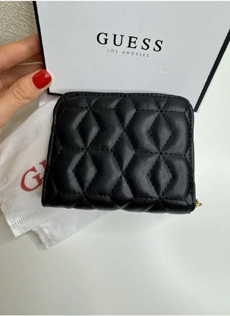 GUESS Guess Elenia Quilted Design Mini Wallet Black  - Image 4