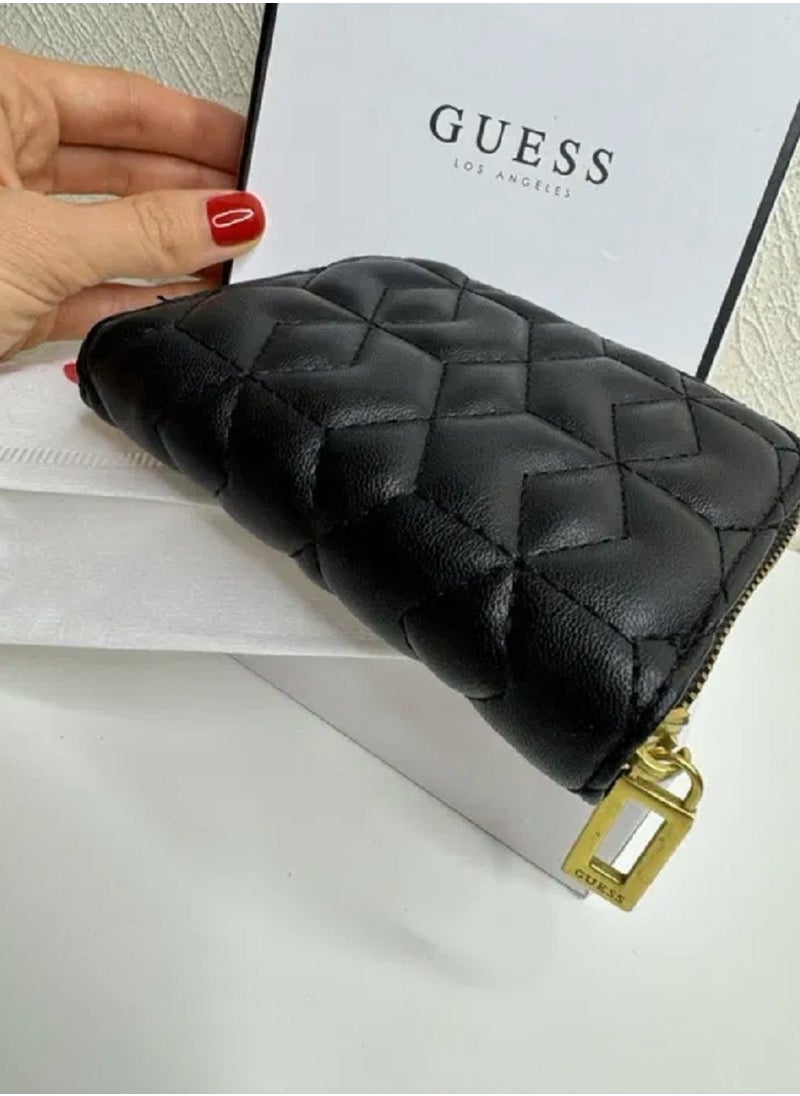 GUESS Guess Elenia Quilted Design Mini Wallet Black  - Image 3