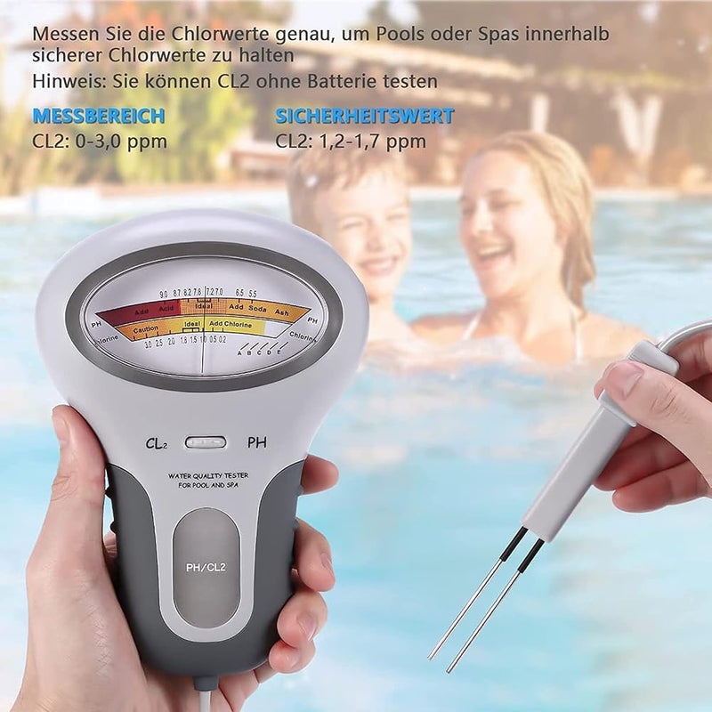 N/B Water Quality Tester, PH Chlorine Meter, Electronic PH CL2 Chlorine Level Tester Water Quality Meter Portable Analyzer with Probe, for Swimming Pool Spa Laydies - Image 5