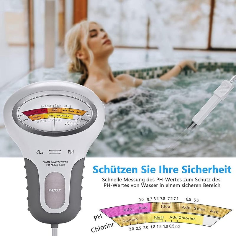 N/B Water Quality Tester, PH Chlorine Meter, Electronic PH CL2 Chlorine Level Tester Water Quality Meter Portable Analyzer with Probe, for Swimming Pool Spa Laydies - Image 4