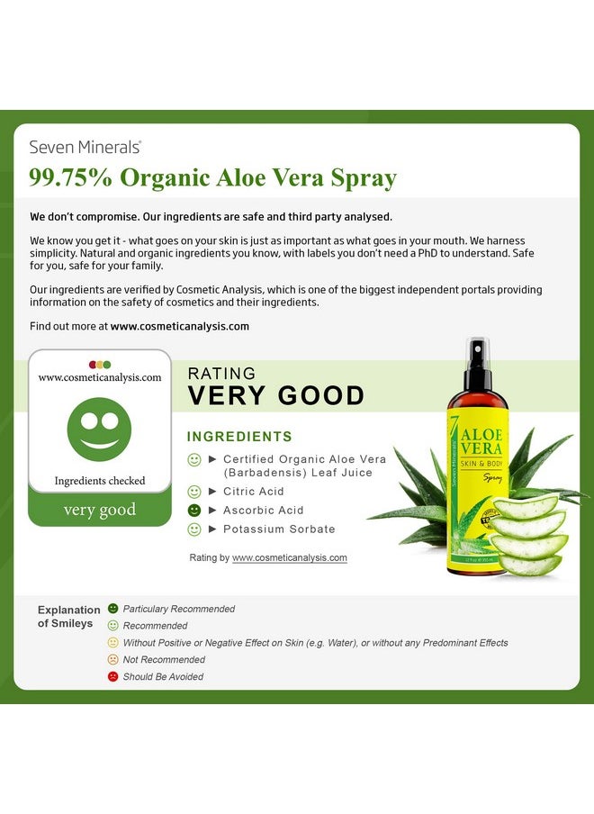 Seven Minerals - , Organic Aloe Vera Spray For Body & Hair - From Freshly Cut Aloe Plant, Extra Strong, Easy To Apply, No Thickeners So It Absorbs Rapidly, No Sticky Residue - Made In Usa (Big 12 Fl Oz) - Image 1