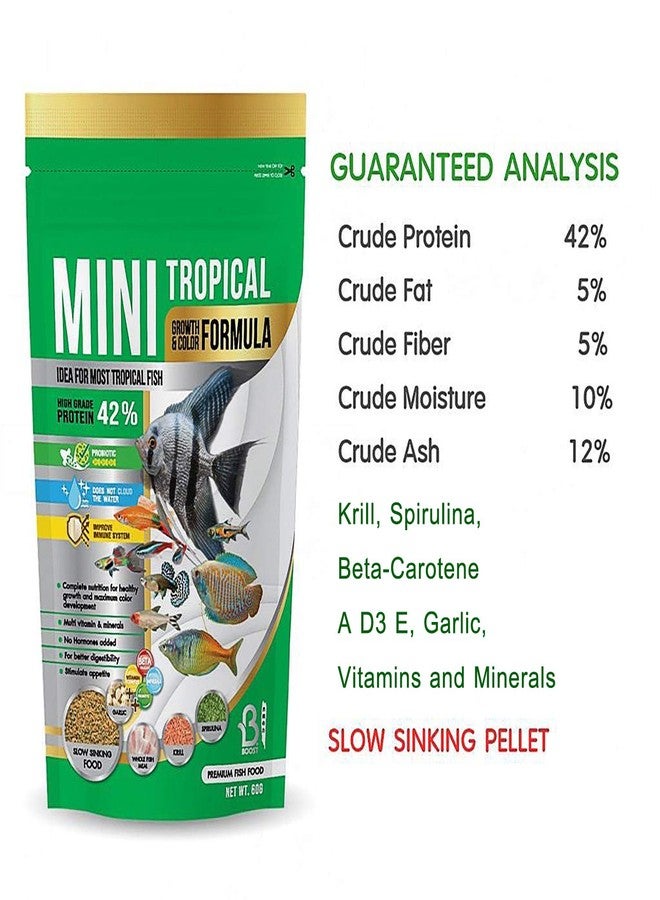 A.D.P. Fish Booster Tropical Fish Food Mini Slow Sinking Powder Flakes Pellets Grow Faster & Color Enhancing High Protein 42% for Goldfish & All Aquarium Tropical Fish 60g. Small Fish Feed, Fish Care - Image 4