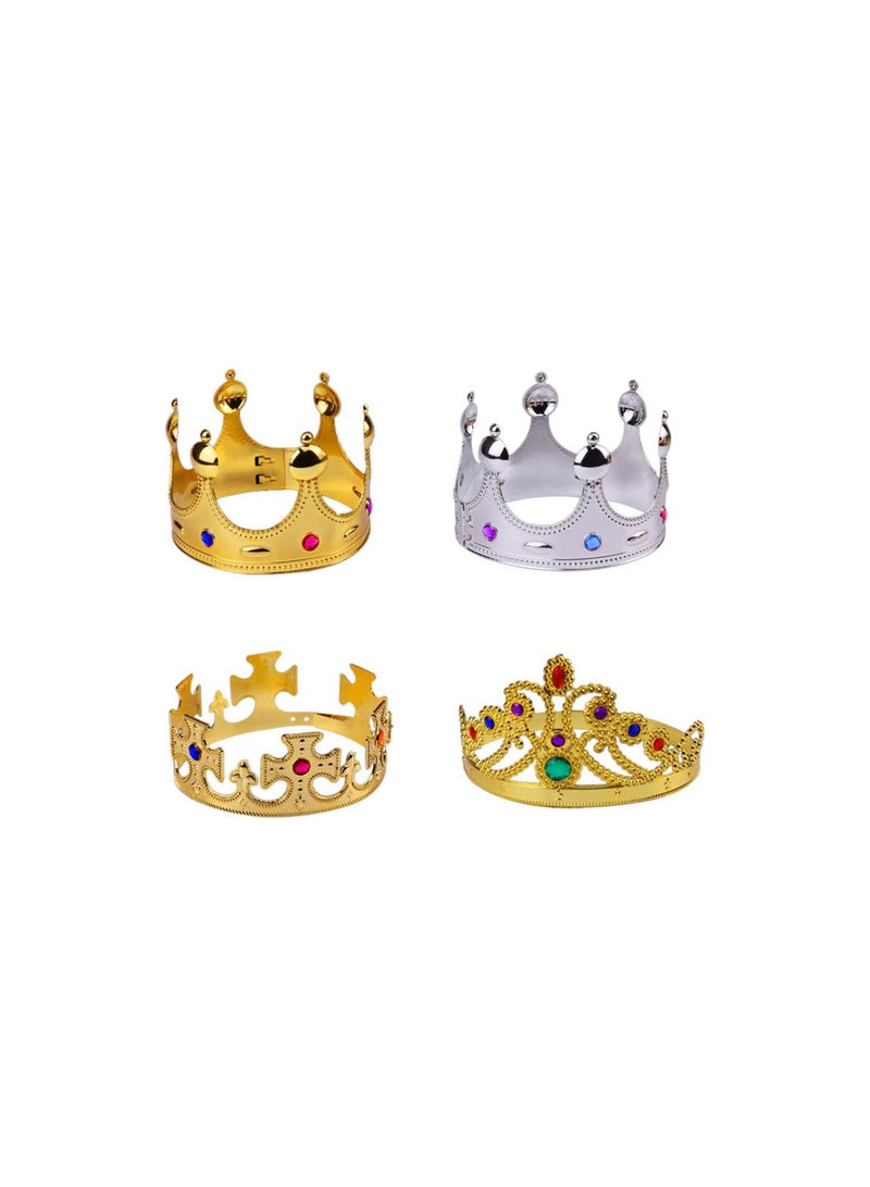 GGOOT 4pcs Royal King Queen Crowns, Princess Tiara Headband Costume Accessories for Birthday Party Favors - Image 1
