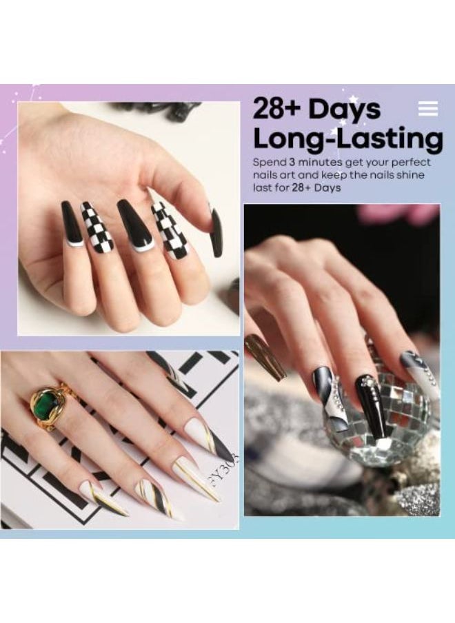 modelones Gel Nail Polish, 2 Pcs 15 Ml Black White Gel Polish Soak Off Led Fingernail Polish [High Shine][Long Lasting] Nail Lacquer Nail Art Manicure Kit Diy At Home Women'S Day Gifts 0.5 Oz  - Image 4