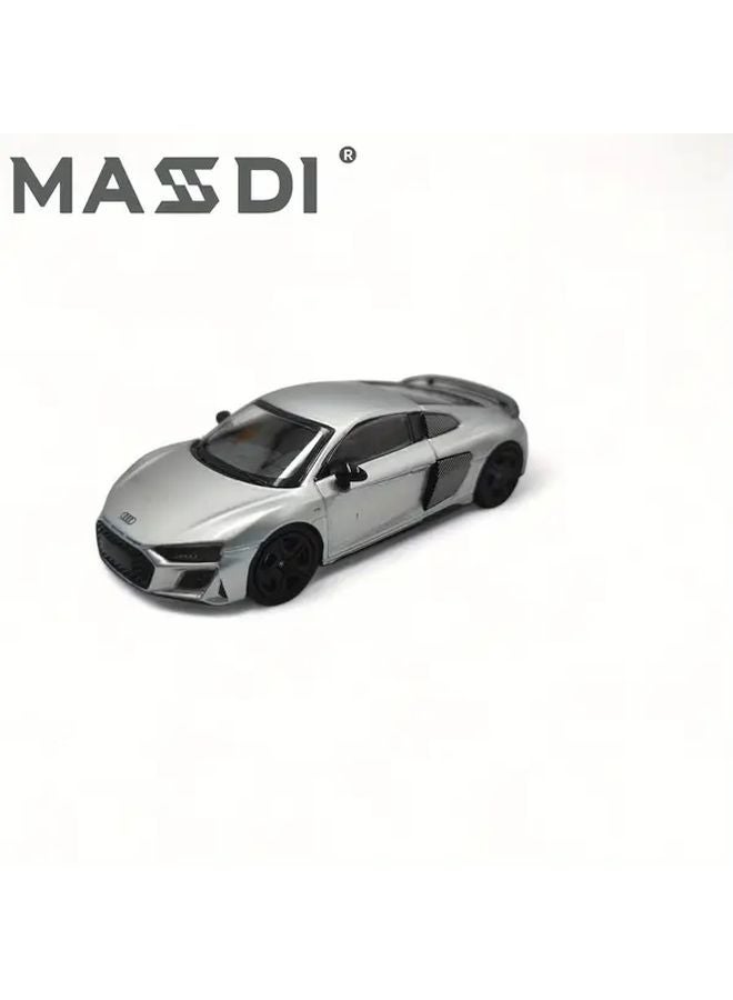 موديل سيارة لعبة ماسدي 1:64 من السبائك أودي آر 8 في 10 كوبيه أداء فضي - Image 2