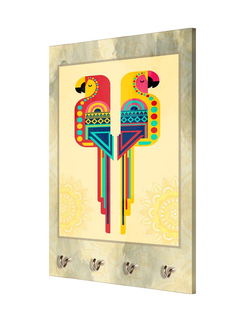 999STORE Wall Hooks Holder Wall Mount Hanger Organizer Combo Parrot Key Stand for Wall (MDF_7.5X12 Inch_Multi) KeyholderP032 - Image 3