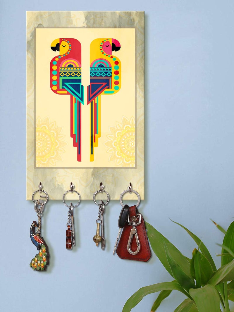 999STORE Wall Hooks Holder Wall Mount Hanger Organizer Combo Parrot Key Stand for Wall (MDF_7.5X12 Inch_Multi) KeyholderP032 - Image 5