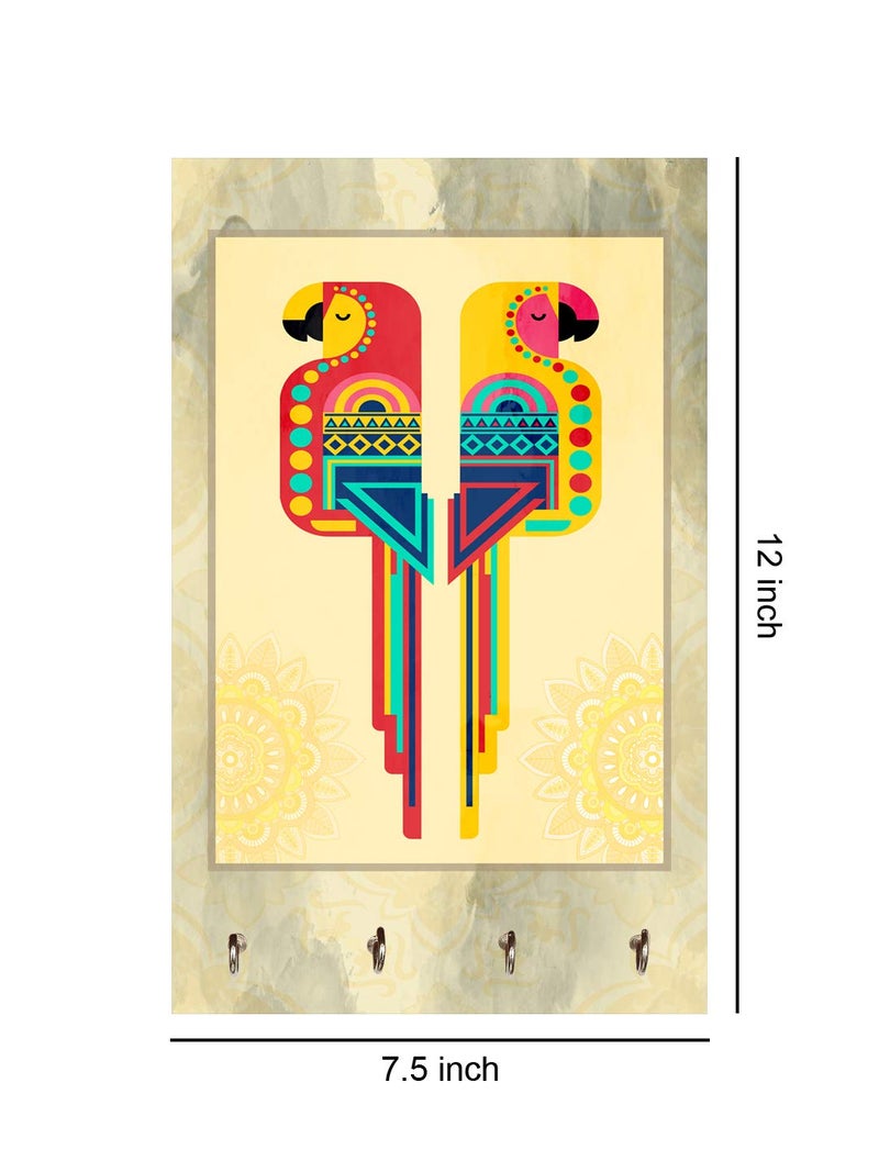 999STORE Wall Hooks Holder Wall Mount Hanger Organizer Combo Parrot Key Stand for Wall (MDF_7.5X12 Inch_Multi) KeyholderP032 - Image 4
