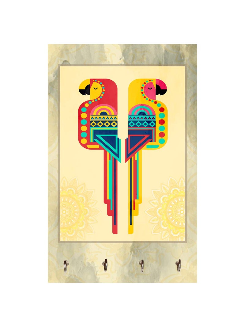 999STORE Wall Hooks Holder Wall Mount Hanger Organizer Combo Parrot Key Stand for Wall (MDF_7.5X12 Inch_Multi) KeyholderP032 - Image 2