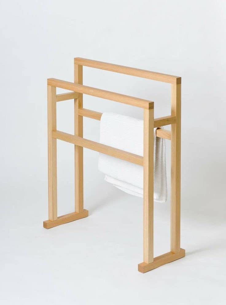 Rosewood Freestanding Wooden Towel Rack for Bathroom Vintage Wood Tier Towel Bar Stand with Bottom Shelf for Towels Washcloths Toiletries Convenient Rack for Drying or Hanging Clothes A37  - Image 1