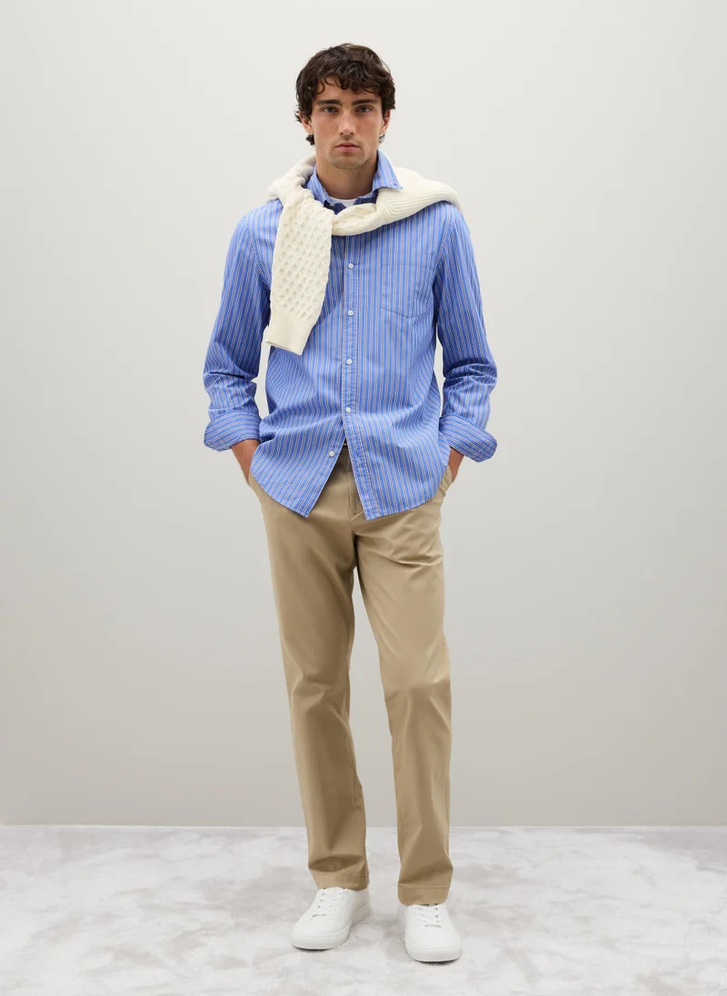 او في اس MULTICOLOUR PURE COTTON REGULAR FIT SHIRT