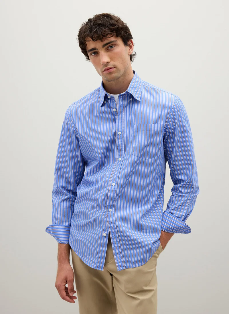 او في اس MULTICOLOUR PURE COTTON REGULAR FIT SHIRT