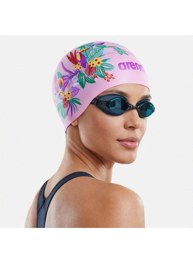 Arena Women's Silicone Floral Swim Bonnet - Pink - Image 2