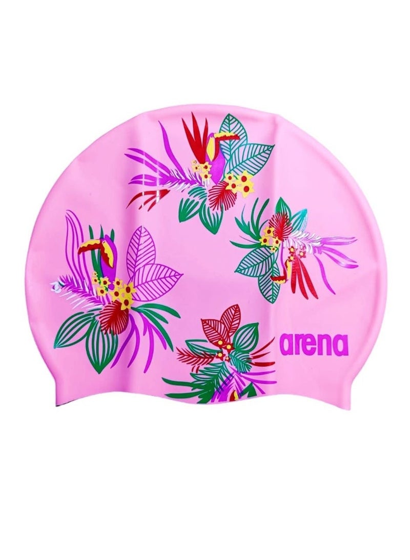 Arena Women's Silicone Floral Swim Bonnet - Pink - Image 1